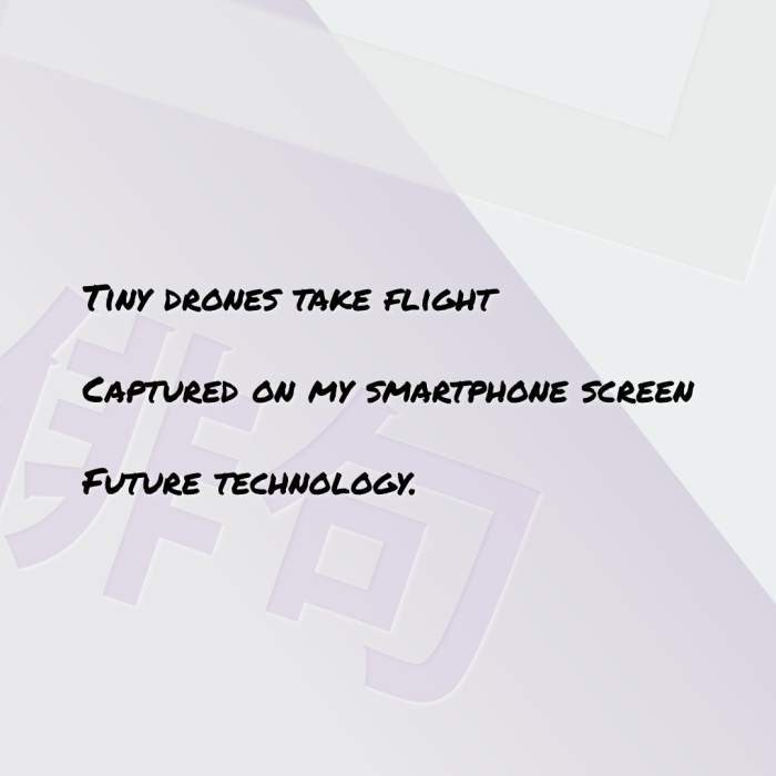 Tiny drones take flight Captured on my smartphone screen Future technology.