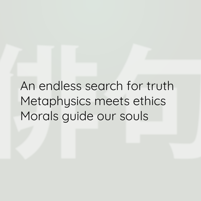 An endless search for truth Metaphysics meets ethics Morals guide our souls