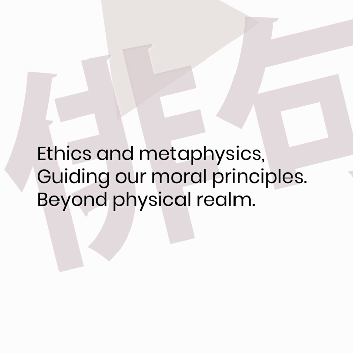 Ethics and metaphysics, Guiding our moral principles. Beyond physical realm.