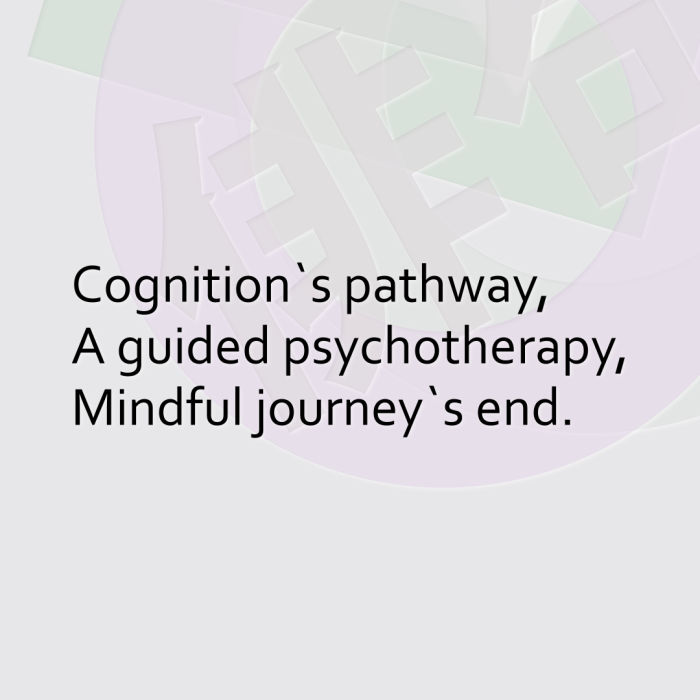 Cognition`s pathway, A guided psychotherapy, Mindful journey`s end.