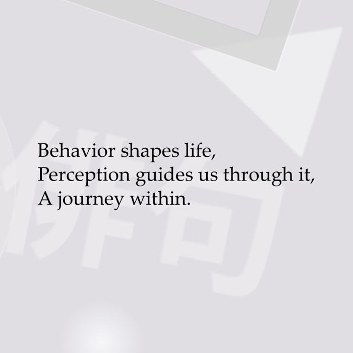 Behavior shapes life, Perception guides us through it, A journey within.