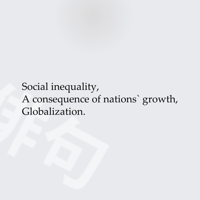 Social inequality, A consequence of nations` growth, Globalization.