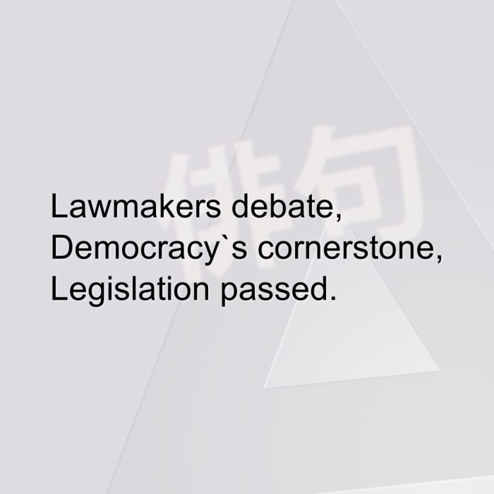 Lawmakers debate, Democracy`s cornerstone, Legislation passed.