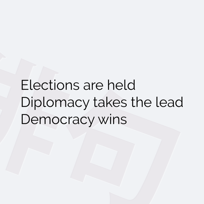 Elections are held Diplomacy takes the lead Democracy wins