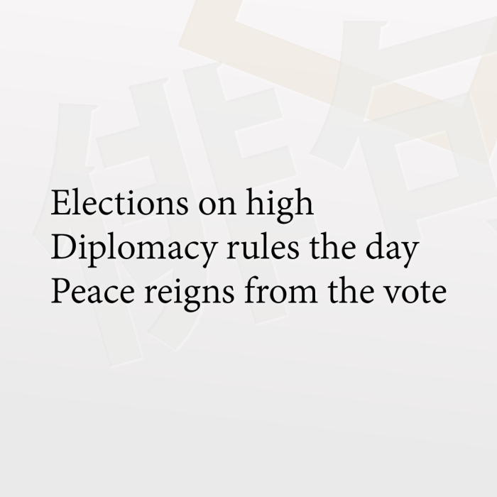 Elections on high Diplomacy rules the day Peace reigns from the vote