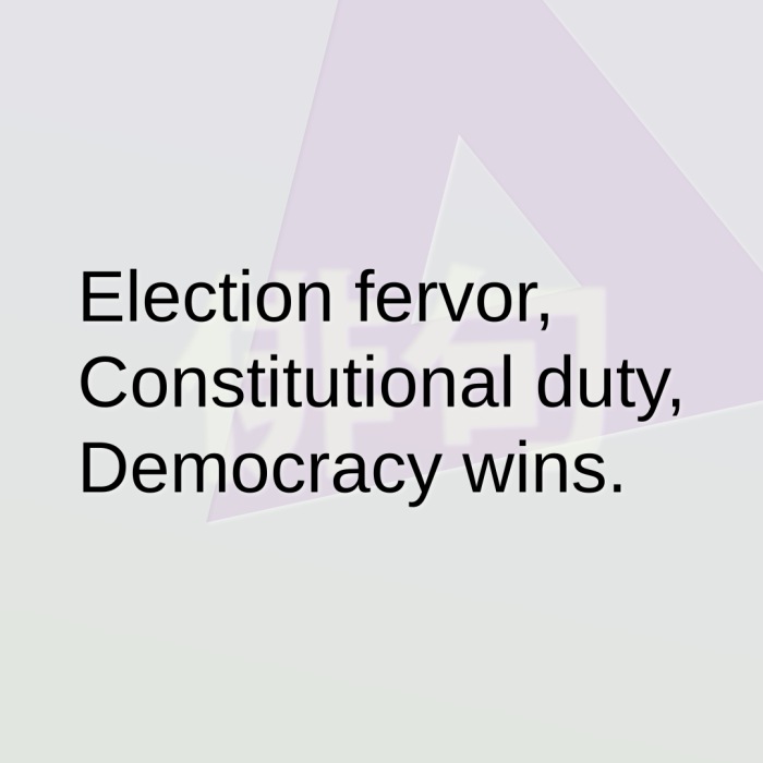 Election fervor, Constitutional duty, Democracy wins.