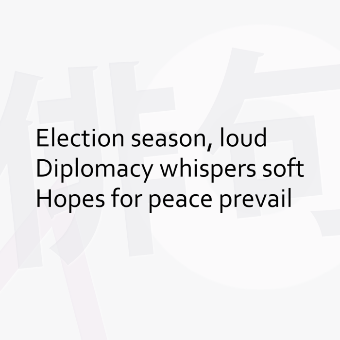 Election season, loud Diplomacy whispers soft Hopes for peace prevail