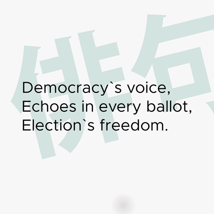 Democracy`s voice, Echoes in every ballot, Election`s freedom.