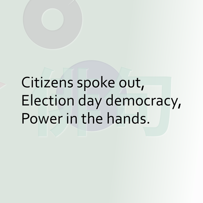 Citizens spoke out, Election day democracy, Power in the hands.