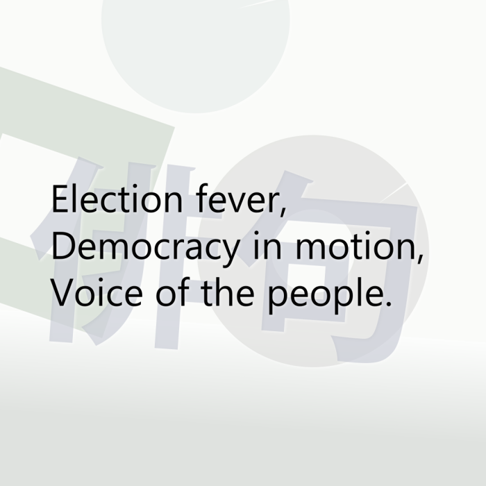 Election fever, Democracy in motion, Voice of the people.