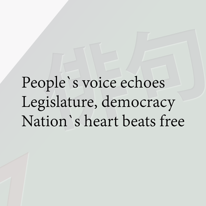 People`s voice echoes Legislature, democracy Nation`s heart beats free