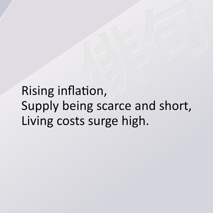 Rising inflation, Supply being scarce and short, Living costs surge high.