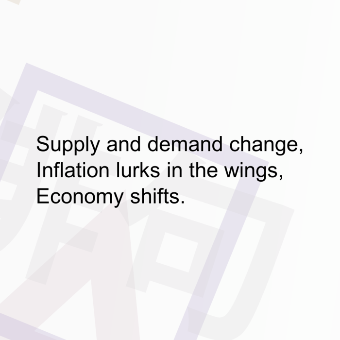 Supply and demand change, Inflation lurks in the wings, Economy shifts.