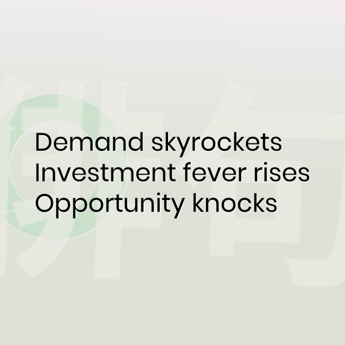 Demand skyrockets Investment fever rises Opportunity knocks