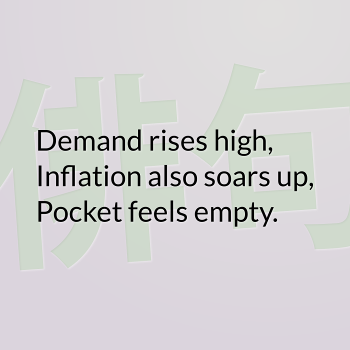 Demand rises high, Inflation also soars up, Pocket feels empty.