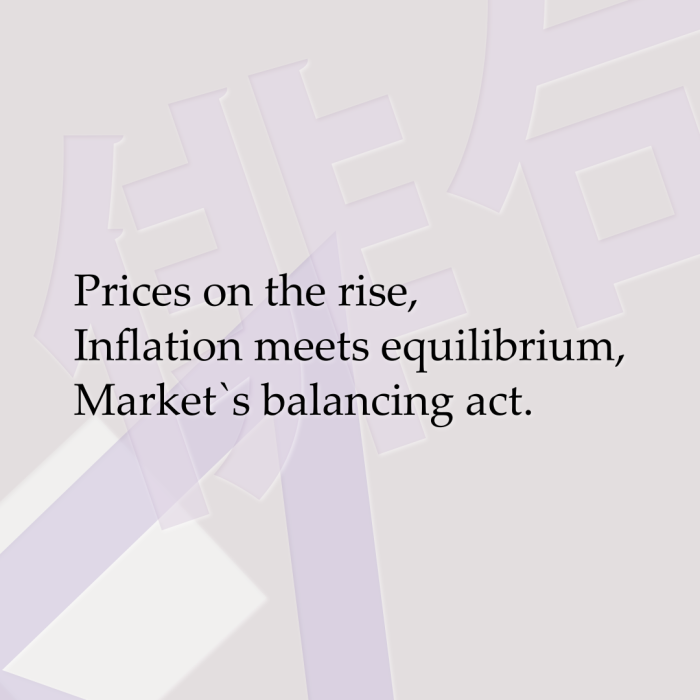 Prices on the rise, Inflation meets equilibrium, Market`s balancing act.