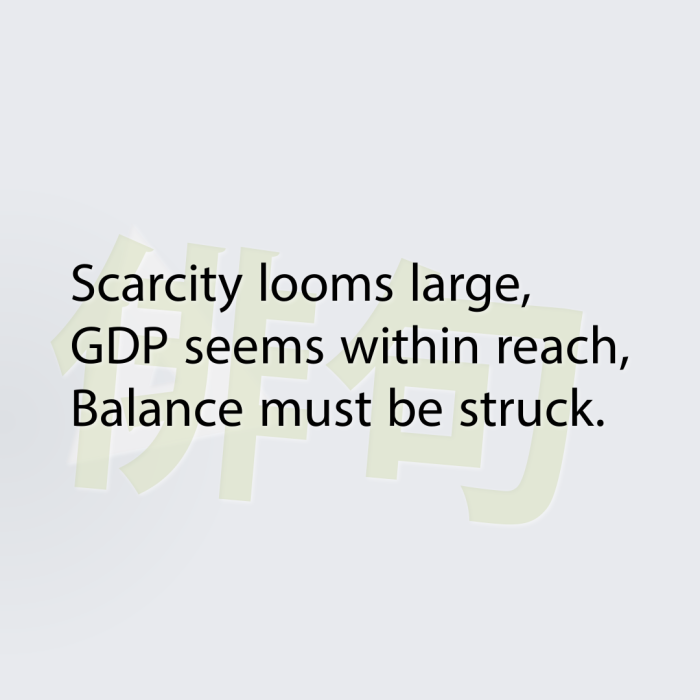 Scarcity looms large, GDP seems within reach, Balance must be struck.