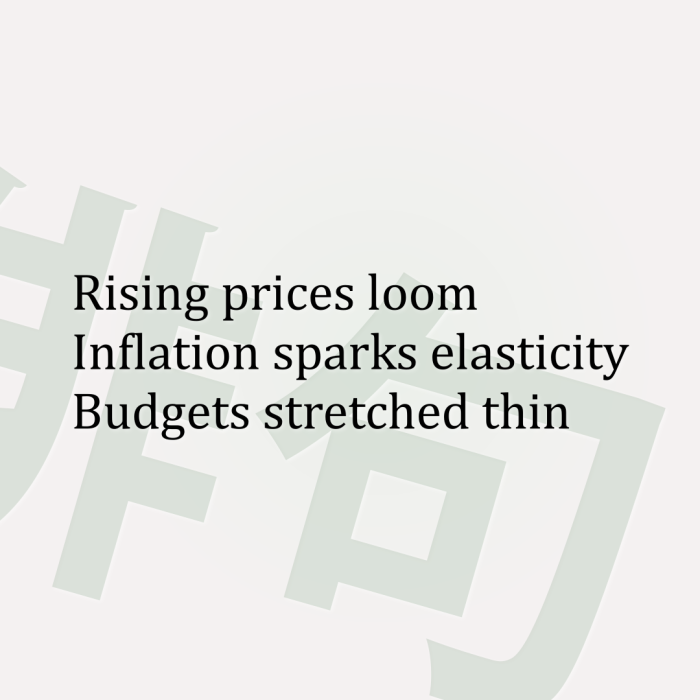 Rising prices loom Inflation sparks elasticity Budgets stretched thin