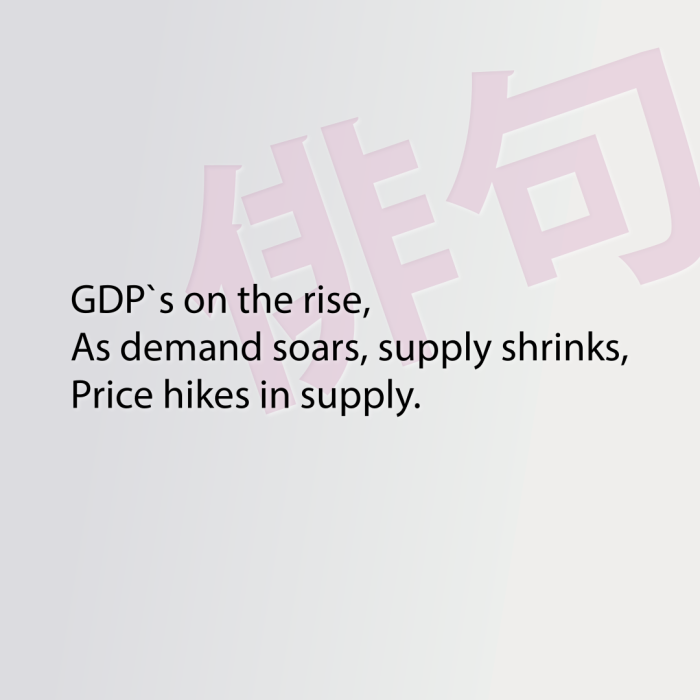 GDP`s on the rise, As demand soars, supply shrinks, Price hikes in supply.