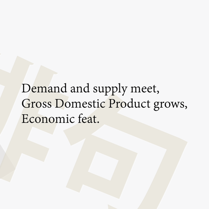 Demand and supply meet, Gross Domestic Product grows, Economic feat.