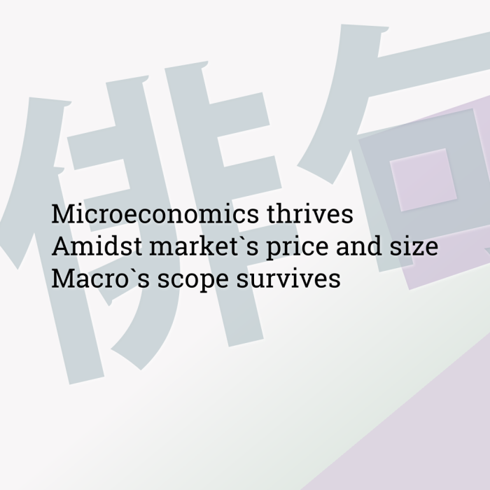 Microeconomics thrives Amidst market`s price and size Macro`s scope survives