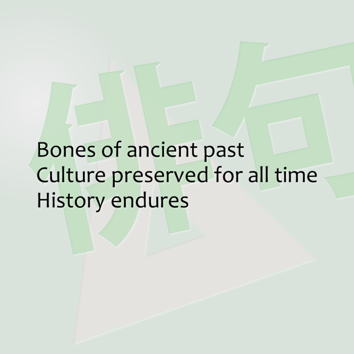 Bones of ancient past Culture preserved for all time History endures