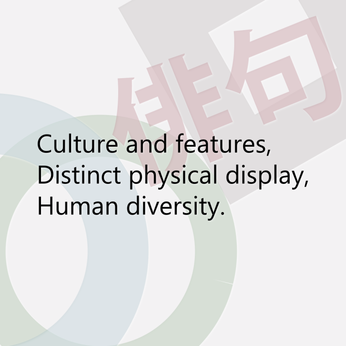 Culture and features, Distinct physical display, Human diversity.