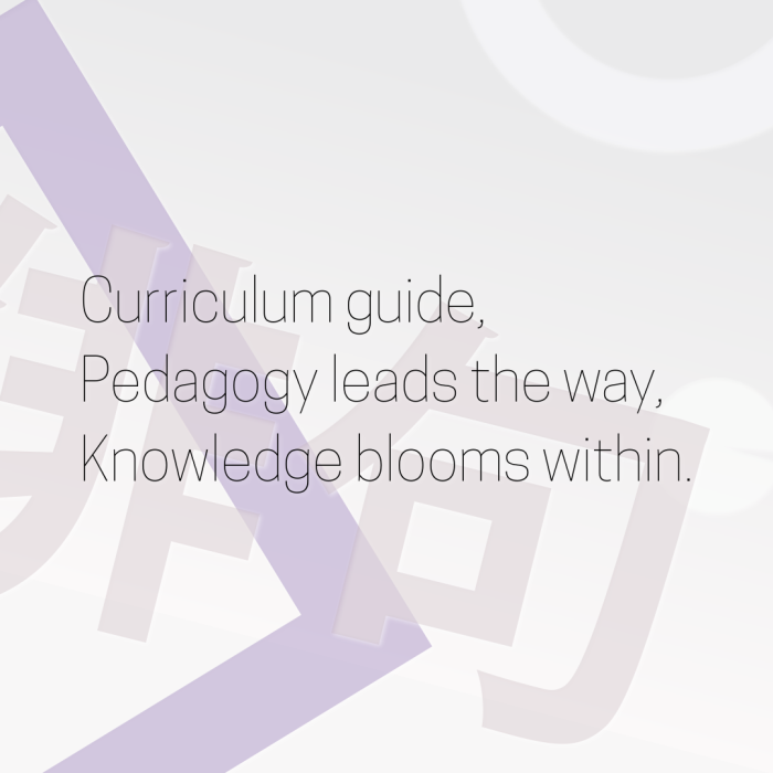 Curriculum guide, Pedagogy leads the way, Knowledge blooms within.