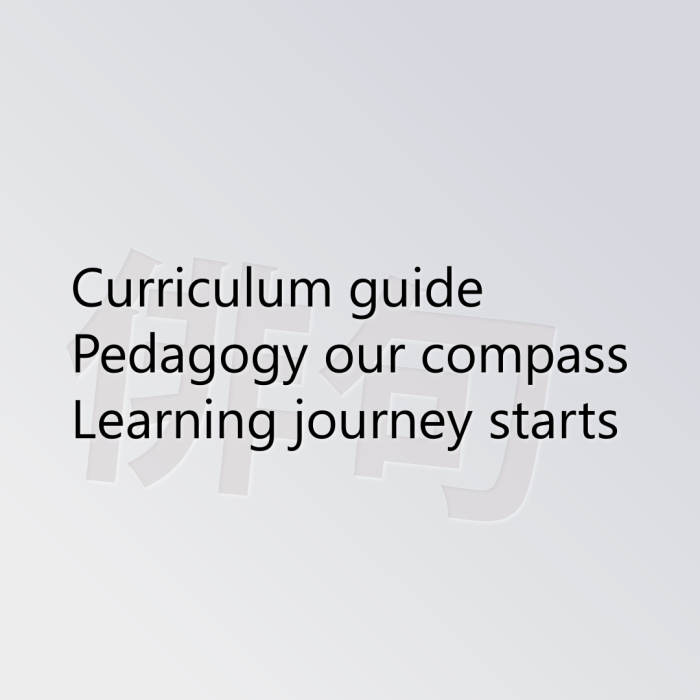 Curriculum guide Pedagogy our compass Learning journey starts