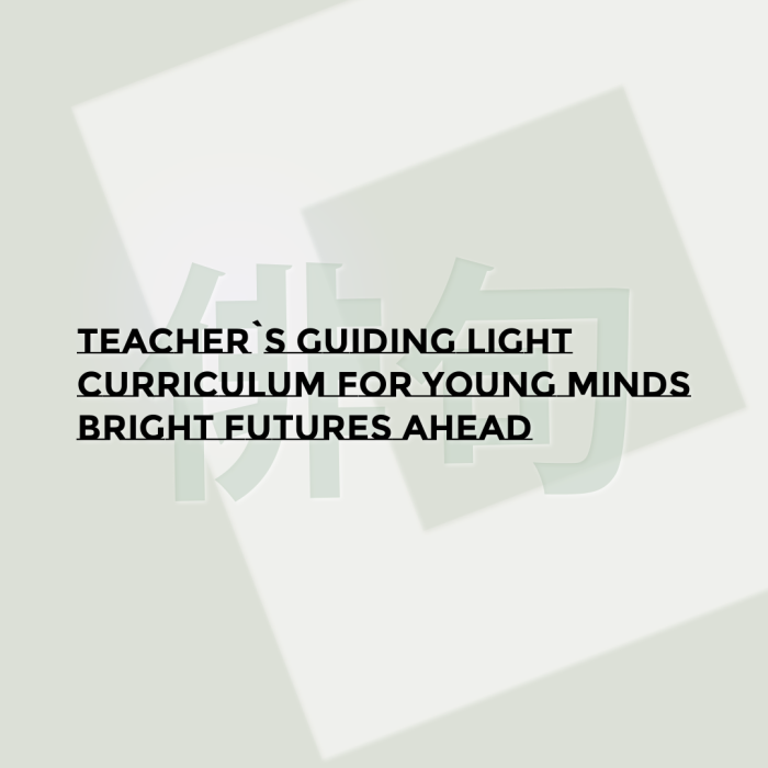 Teacher`s guiding light Curriculum for young minds Bright futures ahead