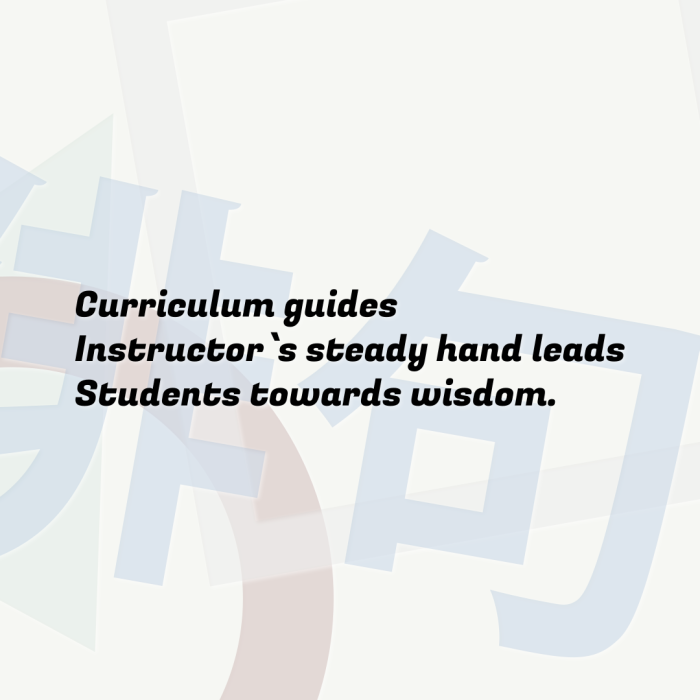 Curriculum guides Instructor`s steady hand leads Students towards wisdom.