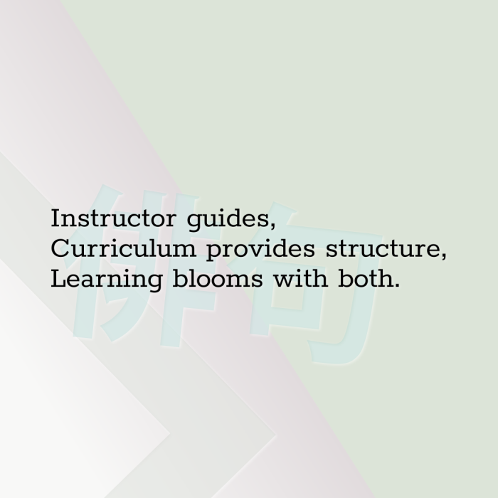 Instructor guides, Curriculum provides structure, Learning blooms with both.