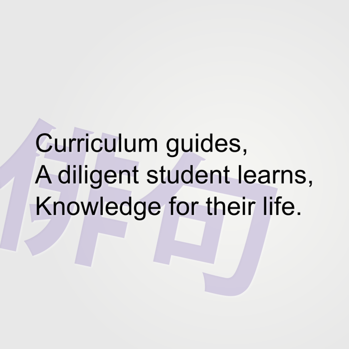 Curriculum guides, A diligent student learns, Knowledge for their life.