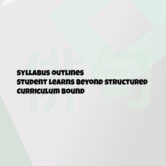 Syllabus outlines Student learns beyond structured Curriculum bound