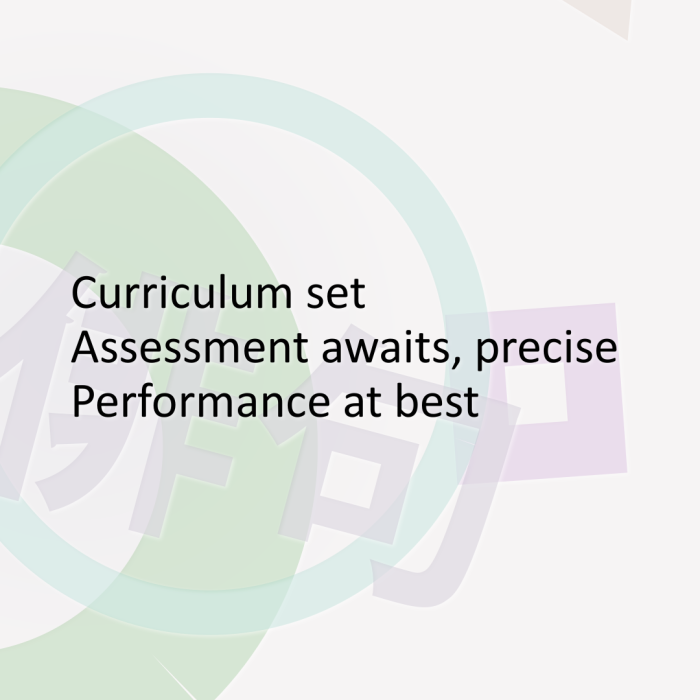 Curriculum set Assessment awaits, precise Performance at best