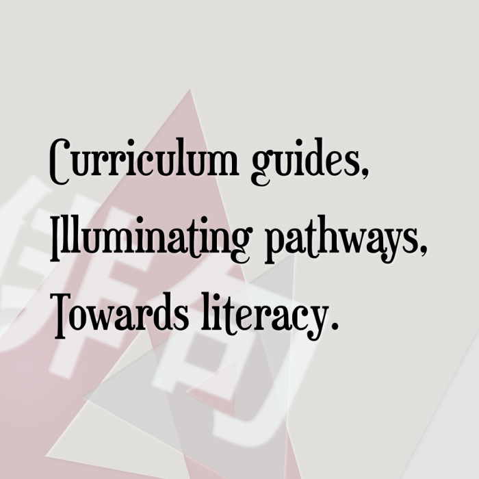 Curriculum guides, Illuminating pathways, Towards literacy.