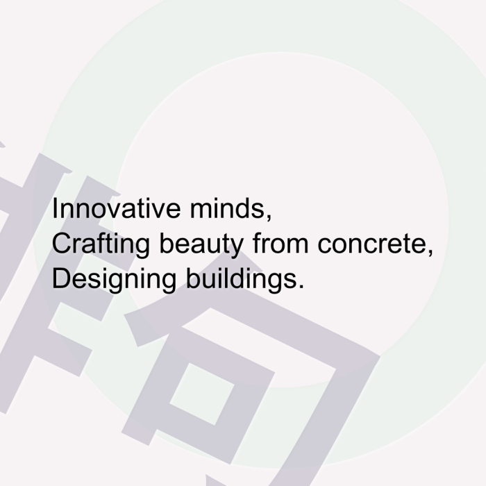 Innovative minds, Crafting beauty from concrete, Designing buildings.