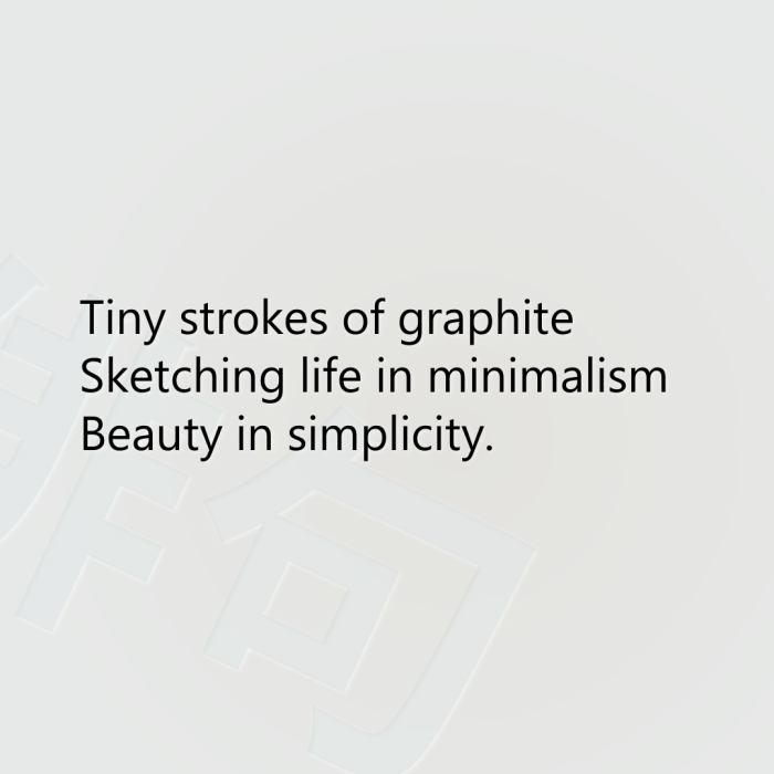 Tiny strokes of graphite Sketching life in minimalism Beauty in simplicity.
