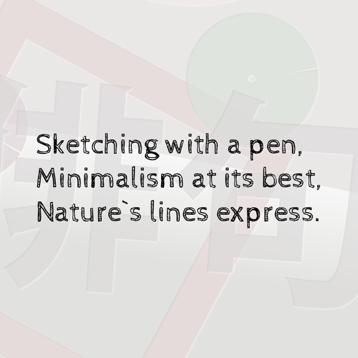 Sketching with a pen, Minimalism at its best, Nature`s lines express.