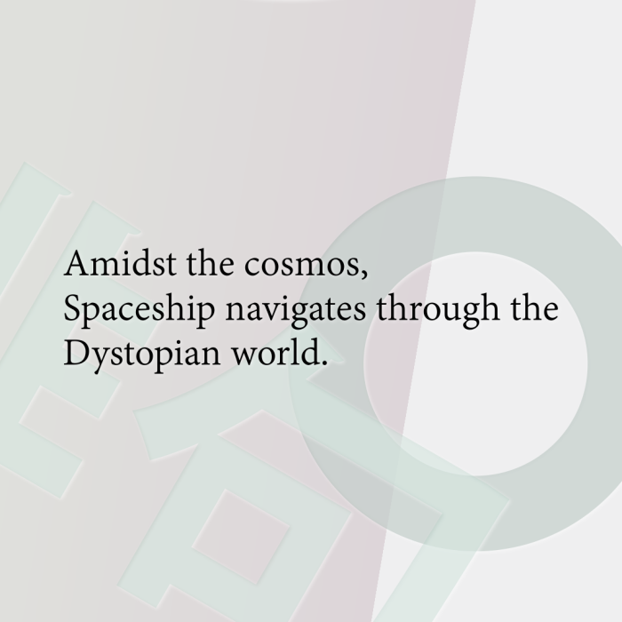 Amidst the cosmos, Spaceship navigates through the Dystopian world.