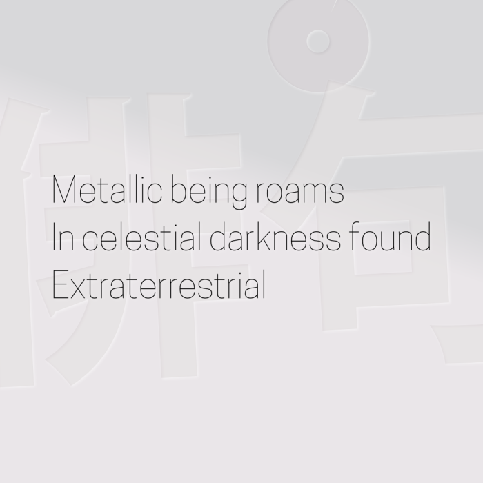 Metallic being roams In celestial darkness found Extraterrestrial