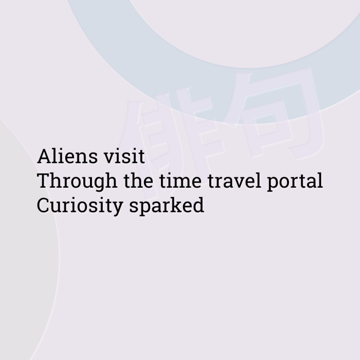 Aliens visit Through the time travel portal Curiosity sparked
