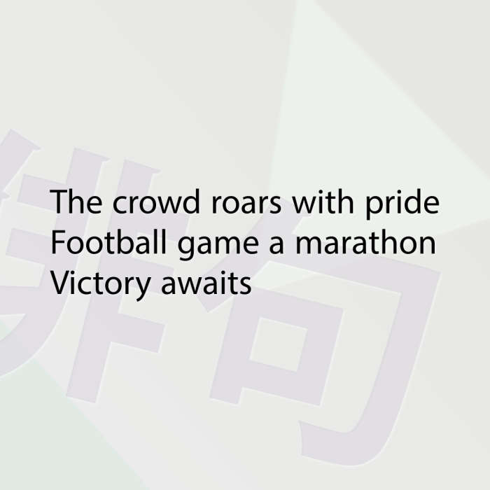 The crowd roars with pride Football game a marathon Victory awaits