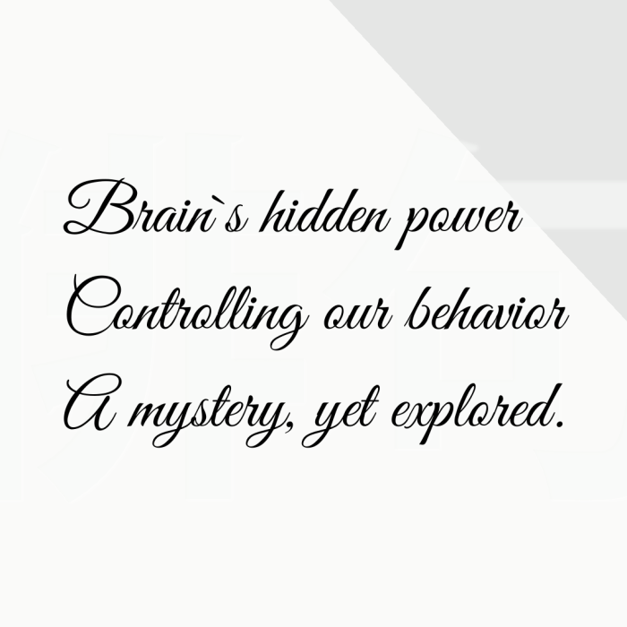 Brain`s hidden power Controlling our behavior A mystery, yet explored.