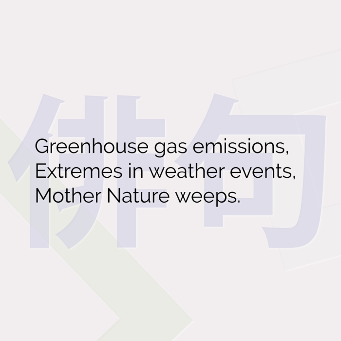 Greenhouse gas emissions, Extremes in weather events, Mother Nature weeps.