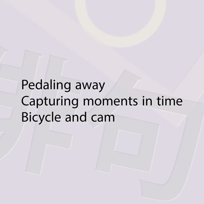 Pedaling away Capturing moments in time Bicycle and cam