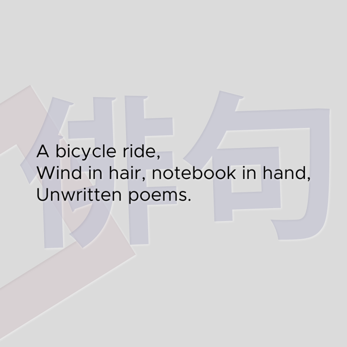 A bicycle ride, Wind in hair, notebook in hand, Unwritten poems.