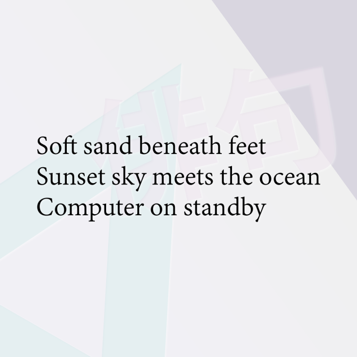 Soft sand beneath feet Sunset sky meets the ocean Computer on standby
