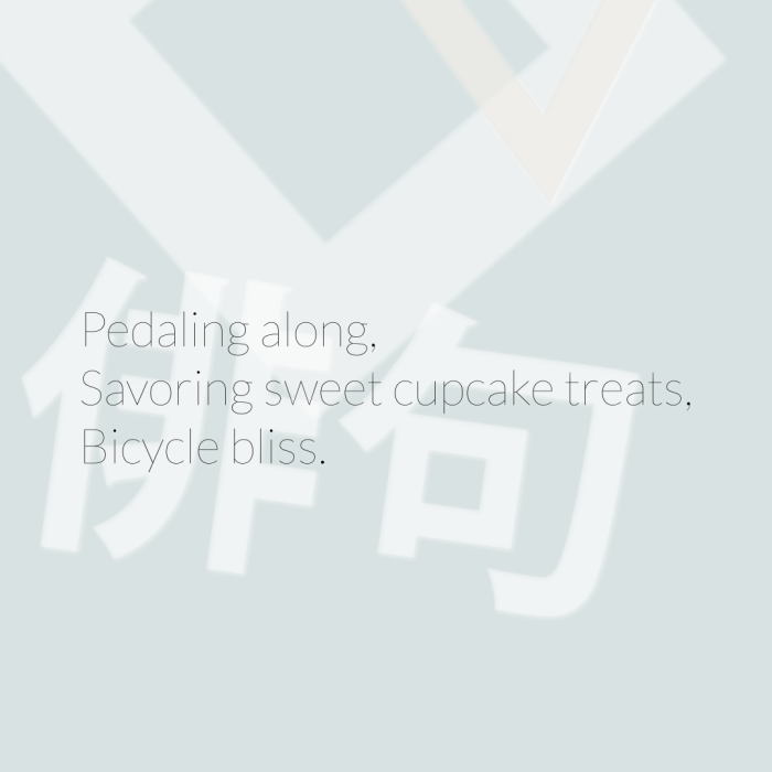 Pedaling along, Savoring sweet cupcake treats, Bicycle bliss.