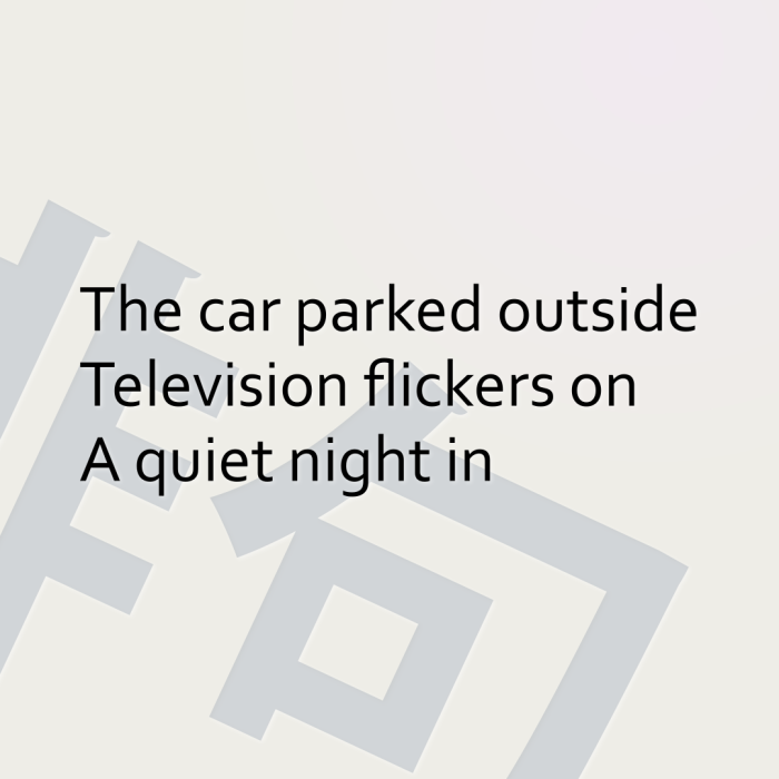 The car parked outside Television flickers on A quiet night in